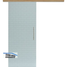 Glasschiebet�r Set Smaragd wei�, Inlay Risseiche, Sto�griff silber, 920 mm