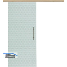 Glasschiebet�r Set Smaragd klar, Inlay Achat, Sto�griff silber, 920 mm