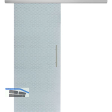 Glasschiebet�r Set Diamant wei�, Inlay Achat, Sto�griff silber, 920 mm