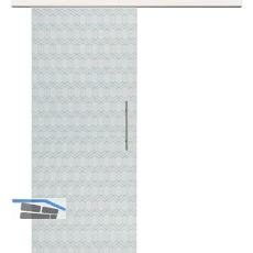 Glasschiebet�r Set Grande Smaragd klar, Inlay Bianco, Sto�griff silber, 920