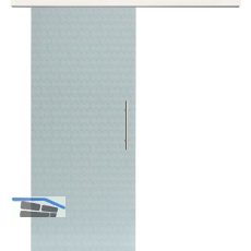 Glasschiebet�r Set Smaragd wei�, Inlay Bianco, Sto�griff silber, 820 mm