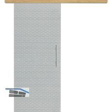 Glasschiebet�r Set Diamant klar, Inlay Eiche, Sto�griff silber, 820 mm