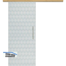 Glasschiebet�r Set Grande Smaragd klar, Inlay Eiche, Sto�griff silber, 820