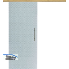 Glasschiebet�r Set Diamant wei�, Inlay Eiche, Sto�griff silber, 820 mm