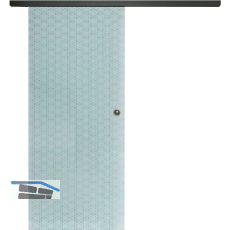 SOLIDO Glasschiebet�r Set Edelstein Brillant wei�, Muschelgriff schwarz, 720