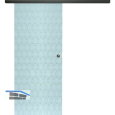 SOLIDO Glasschiebet�r Set Edelstein Gr. Smaragd wei�, Muschelgriff schwarz, 720