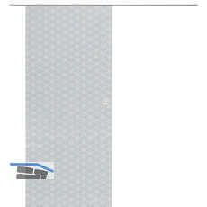 Glasschiebet�r Set Brillant klar, Inlay wei�, Muschelgriff silber, 720 mm