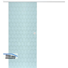 Glasschiebet�r Set Grande Smaragd wei�, Inlay wei�, Muschelgriff silber, 720