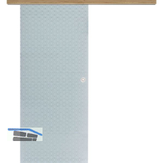 Glasschiebet�r Set Diamant wei�, Inlay Risseiche, Muschelgriff silber, 720 mm