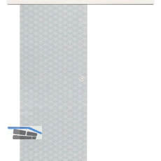 Glasschiebet�r Set Brillant klar, Inlay Bianco, Muschelgriff silber, 720 mm