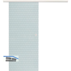 Glasschiebet�r Set Smaragd klar, Inlay Bianco, Muschelgriff silber, 720 mm