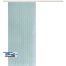 Glasschiebet�r Set Brillant wei�, Inlay Bianco, Muschelgriff silber, 720 mm