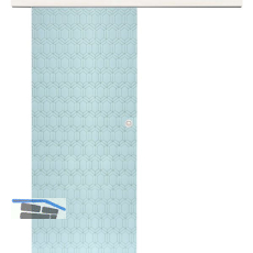 Glasschiebet�r Set Grande Smaragd wei�, Inlay Bianco, Muschelgriff silber, 720