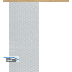 Glasschiebet�r Set Brillant klar, Inlay Eiche, Muschelgriff silber, 720 mm