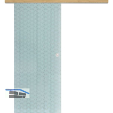 Glasschiebet�r Set Brillant wei�, Inlay Eiche, Muschelgriff silber, 720 mm