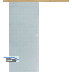 Glasschiebet�r Set Diamant wei�, Inlay Eiche, Muschelgriff silber, 720 mm