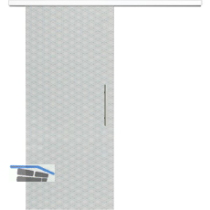 Glasschiebet�r Set Brillant klar, Inlay wei�, Sto�griff silber, 720 mm