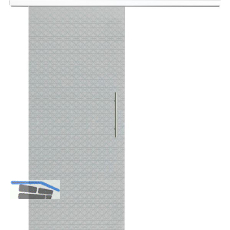 Glasschiebet�r Set Diamant klar, Inlay wei�, Sto�griff silber, 720 mm