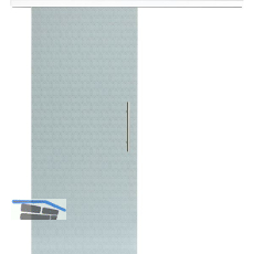 Glasschiebet�r Set Smaragd wei�, Inlay wei�, Sto�griff silber, 720 mm