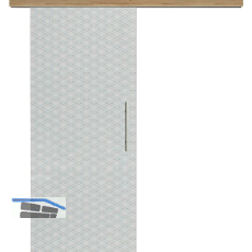 Glasschiebet�r Set Brillant klar, Inlay Risseiche, Sto�griff silber, 720 mm