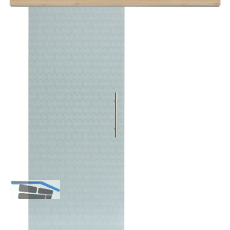 Glasschiebet�r Set Smaragd wei�, Inlay Achat, Sto�griff silber, 720 mm