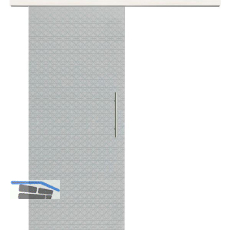 Glasschiebet�r Set Diamant klar, Inlay Bianco, Sto�griff silber, 720 mm