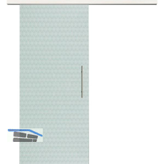 Glasschiebet�r Set Smaragd klar, Inlay Bianco, Sto�griff silber, 720 mm