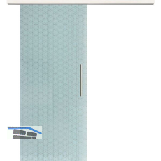 Glasschiebet�r Set Brillant wei�, Inlay Bianco, Sto�griff silber, 720 mm