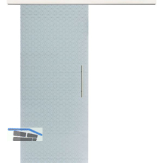 Glasschiebet�r Set Diamant wei�, Inlay Bianco, Sto�griff silber, 720 mm