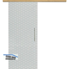 Glasschiebet�r Set Brillant klar, Inlay Eiche, Sto�griff silber, 720 mm