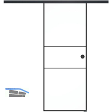 SOLIDO Glasschiebet�r Set Industry 2, Beschl�ge/Muschelgriff schwarz, 820x2100