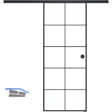 SOLIDO Glasschiebet�r Set Industry 5, Beschl�ge/Muschelgriff schwarz, 820x2100