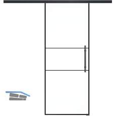 SOLIDO Glasschiebet�r Set Industry 2, Beschl�ge/Sto�griff schwarz, 820x2100