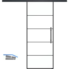 SOLIDO Glasschiebet�r Set Industry 4, Beschl�ge/Sto�griff schwarz, 820x2100