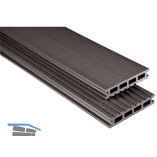 KOVALEX WPC Terrassendiele Hohlkammerprofil graubraun mattiert, 26x145x4000mm