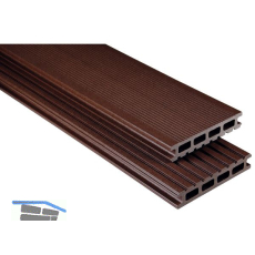 KOVALEX WPC Terrassendiele Hohlkammerprofil schokobraun mattiert, 26x145x4000mm