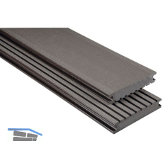 KOVALEX WPC Terrassendiele Vollprofil graubraun geb�rstet, 26x145x6000mm