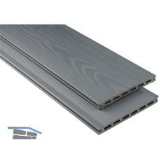 KOVALEX WPC Terrassendiele Hohlkammerprofil steingrau mattiert, 20x190x6000mm