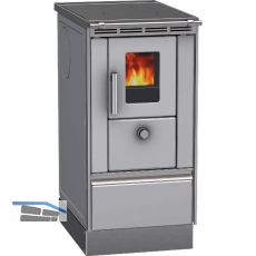 LOHBERGER Festbrennstoffherd Rega 40, Edelstahl-schwarz