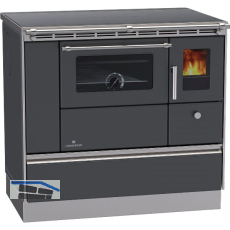 LOHBERGER Festbrennstoffherd Rega 90, Schwarzgrau matt