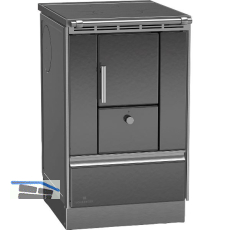 LOHBERGER Festbrennstoffherd Rega 50, Schwarzgrau matt