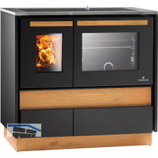 LOHBERGER Festbrennstoffherd Alpin 90 Stand, Schwarz matt