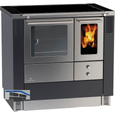 LOHBERGER Festbrennstoffherd LC 75 B Edition schwarz-grau matt inkl. Stahlplatte