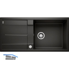 BLANCO Einbausp�le Metra XL 6 S mit Drehknopfgarnitur Schwarz, reversibel