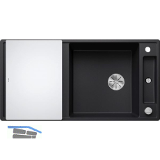 BLANCO Einbausp�le Axia III XL 6 S mit Glas Schneidbrett Schwarz, reversibel