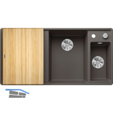 BLANCO fl�chenbdg. Sp�le Axia III 6 S-F Vulkangrau, inkl. Eschebrett, TT links