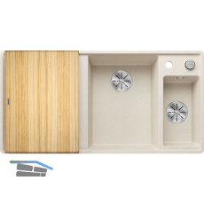 BLANCO fl�chenb�ndige Sp�le Axia III 6 S-F Softwei�, inkl. Eschebrett, TT links