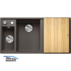 BLANCO Einbausp�le Axia III 6 S mit Esche Schneidbrett TT rechts Vulkangrau