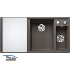 BLANCO Einbausp�le Axia III 6 S mit Glas Schneidbrett TT links Vulkangrau
