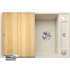 BLANCO Einbausp�le Axia III 45 S mit Esche Schneidbrett Softwei�, reversibel